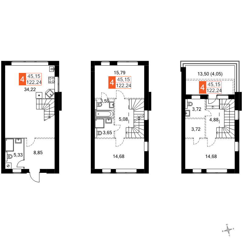Продажа 3-комн квартиры в новостройке Докукино д., Цветочная ул.,  к. 25