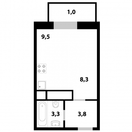Планировка ЖК Союзный, 17.8 м2