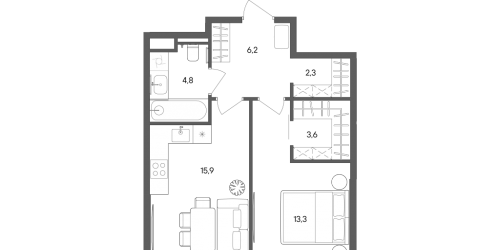 1-комн квартира Гастелло ул,  к. A