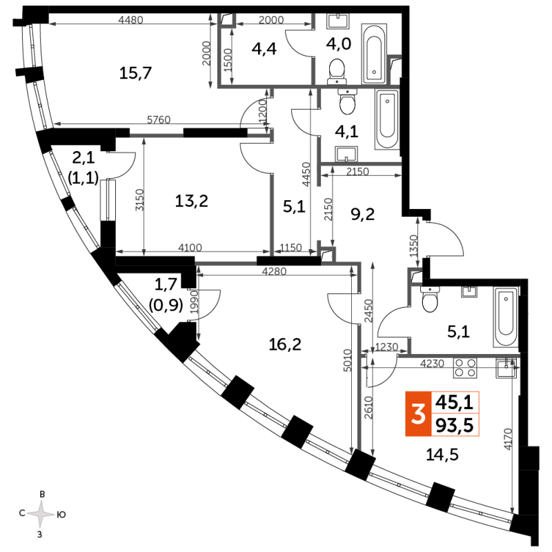Продажа 3-комн квартиры в новостройке Москва г., Шеногина ул.,  к. 2.2