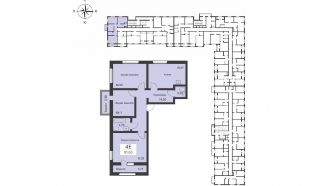Планировка ЖК Расцветай в Янино, 42.40 м2