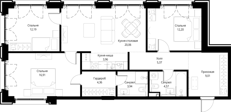 Продажа 3-комн квартиры в новостройке Москва г.,  Волоколамское ш.,  к. Cliff 1