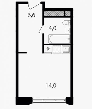 Планировка ЖК Варшавские ворота, 14 м2