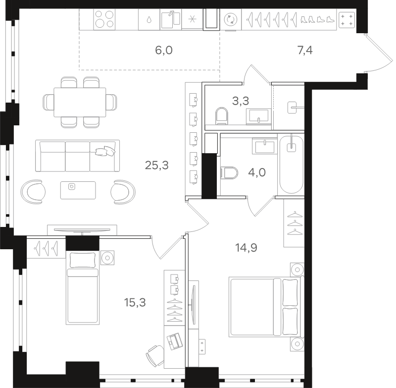 Продажа 2-комн квартиры в новостройке Москва г., Открытое ш.,  к. 5