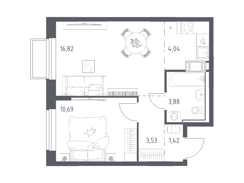 Продажа 1-комн квартиры в новостройке Мирный п., Свободы ул.,  к. 6.4