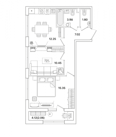 Планировка ЖК Академик, 25.9 м2