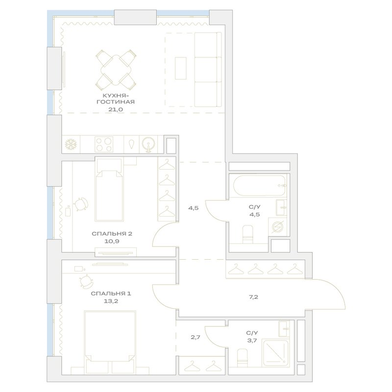 Продажа 2-комн квартиры в новостройке Марьино п., Харлампиева ул.,  к. 21