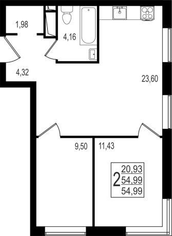 Планировка ЖК Trend, 20.93 м2