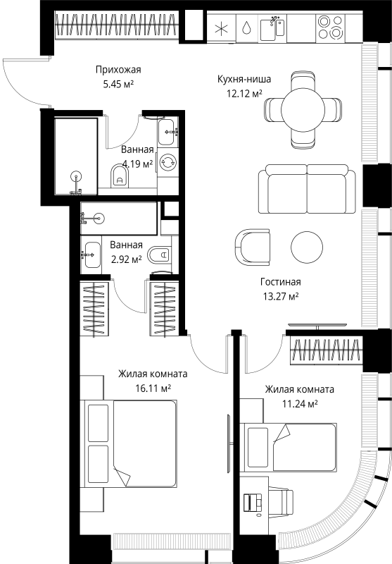 Продажа 2-комн квартиры в новостройке Москва г., Верейская ул.,  к. 5