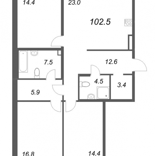 3-комн квартира Санкт-Петербург г., Средняя Колтовская ул.,  к. 3