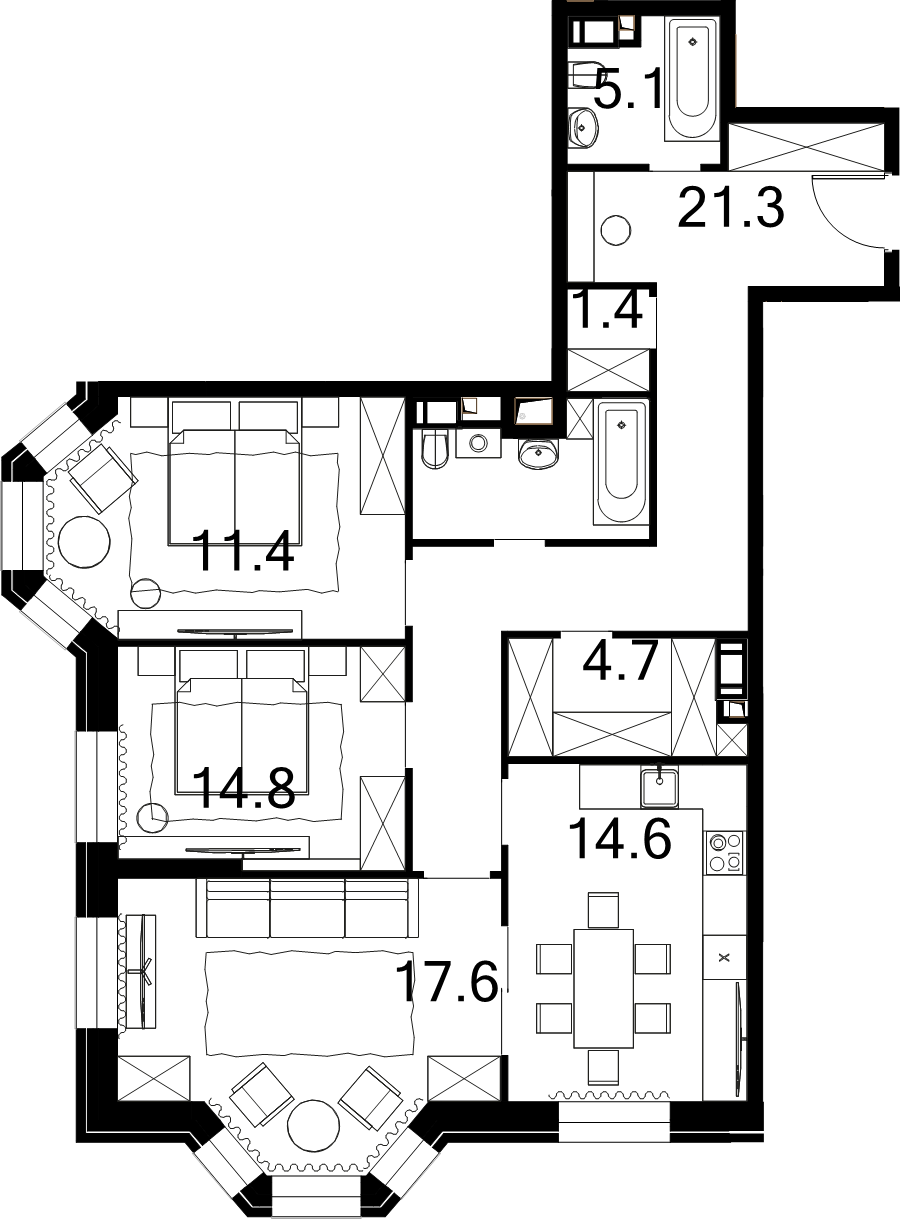 Продажа 3-комн квартиры в новостройке Москва г., Расплетина ул.,  к. 2