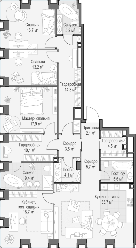 Продажа 4-комн квартиры в новостройке Москва г., Сергея Макеева ул.,  к. C