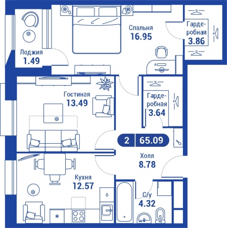 Планировка ЖК iLove, 31 м2