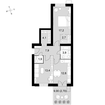 Продажа 2-комн квартиры в новостройке Докукино д., Цветочная ул.,  к. 1.2