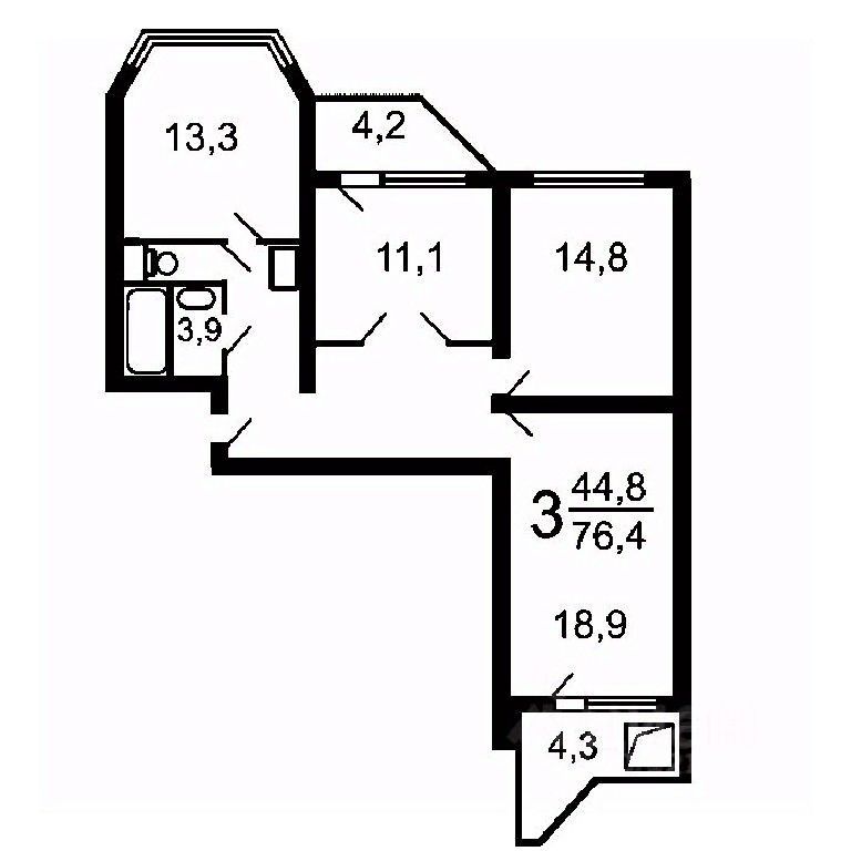 Продажа 3-комн квартиры на вторичном рынке улица Ватутина, 16к3
