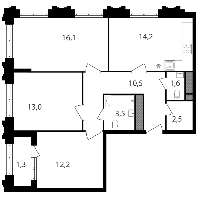 Продажа 3-комн квартиры в новостройке Москва г., Варшавское ш.,  к. 1