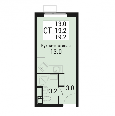 Планировка ЖК Дом в Малаховке, 13 м2