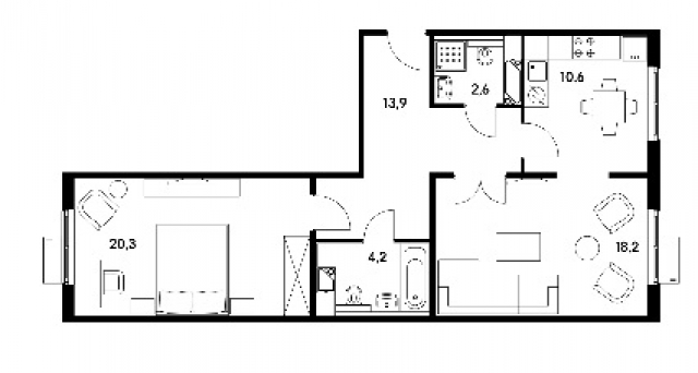 Планировка ЖК Варшавское шоссе 141, 38.5 м2