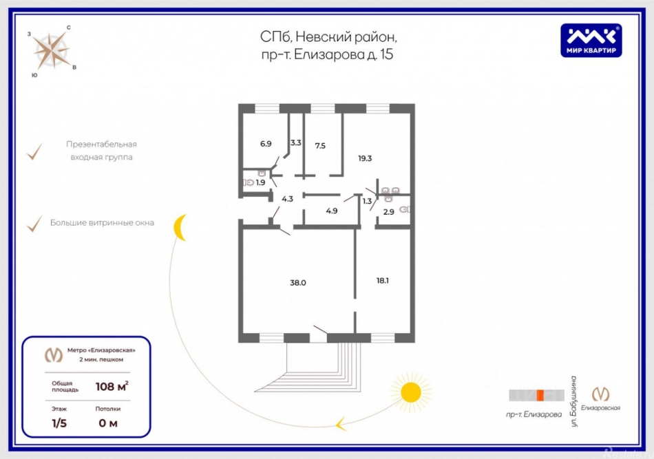 Продажа торгового помещения проспект Елизарова,  д. 15