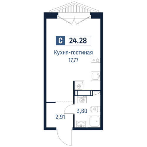 Студия Мурино п., Романовская ул.,  к. 2