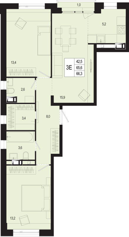Продажа 2-комн квартиры в новостройке Борисовка д., Полевая ул.,  к. 17