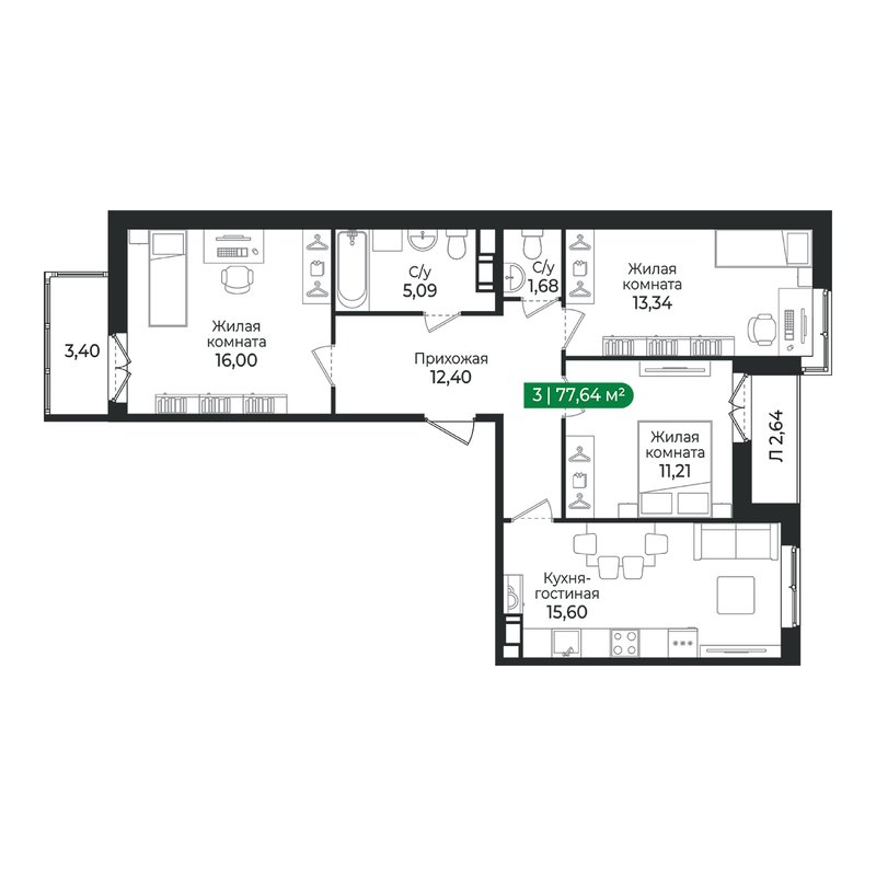 Продажа 3-комн квартиры в новостройке Сертолово г., Дмитрия Кожемякина ул.,  к. 4