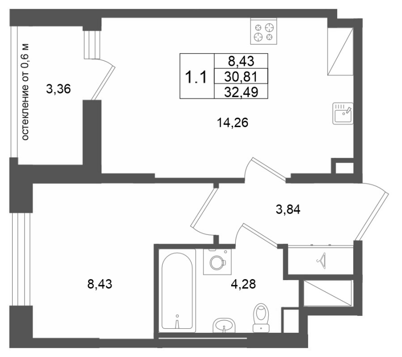 Продажа 1-комн квартиры в новостройке Новосаратовка д., Покровская Дорога ул.,  к. 13