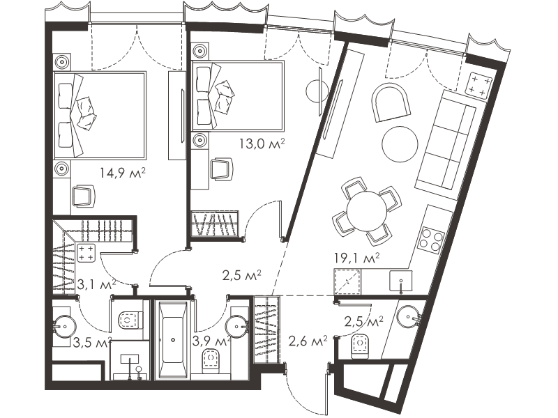 Продажа 2-комн квартиры в новостройке Москва г., Мосфильмовская ул.,  к. 1