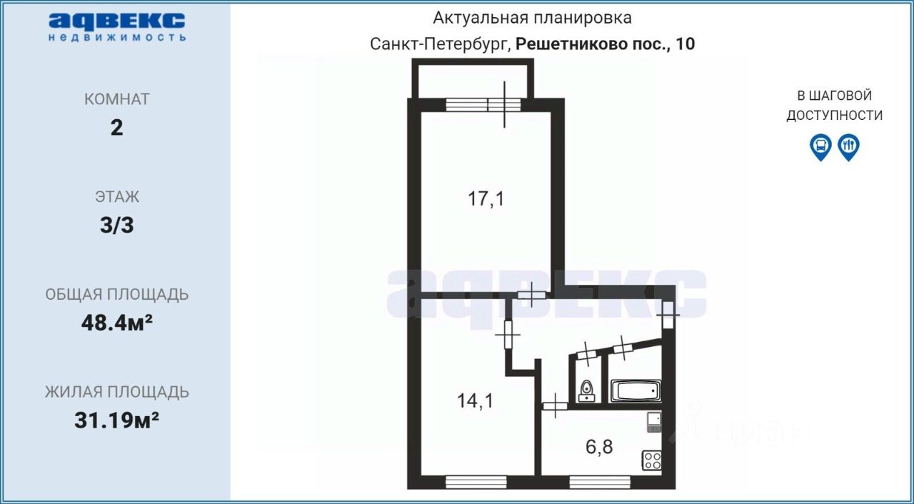 Продажа 2-комн квартиры на вторичном рынке Зеленогорск, Решетниково тер., 10