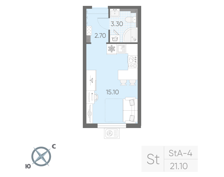 Продажа студии Санкт-Петербург г., Радловская ул.,  к. 5