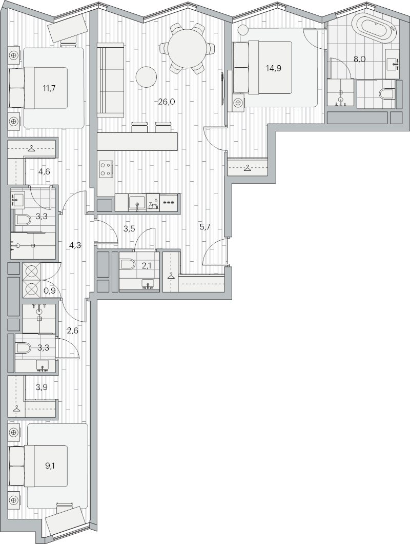 Продажа 3-комн квартиры в новостройке Москва г., Береговой проезд,  к. 1