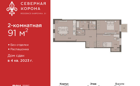 Продажа 2-комн квартиры на вторичном рынке набережная реки Карповки