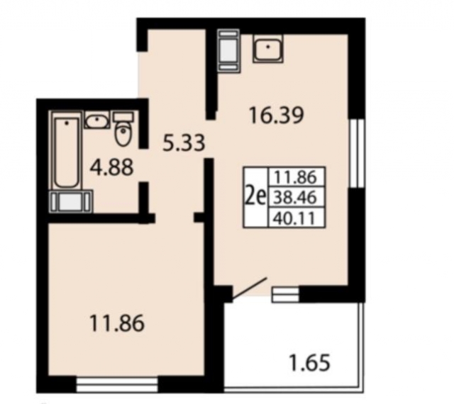 Планировка ЖК Звездный дуэт, 11.9 м2