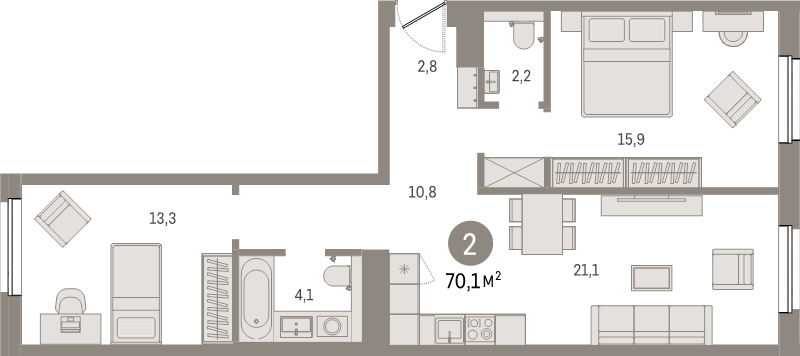 Продажа 2-комн квартиры в новостройке Санкт-Петербург г., Головнина б-р,  к. 2-1