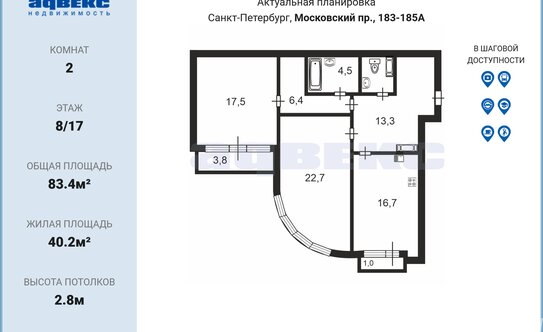 Продажа 2-комн квартиры на вторичном рынке Московский пр-кт,  д. 183-185