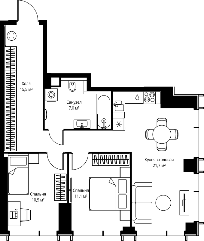 Продажа 2-комн квартиры в новостройке Москва г., Верейская ул.,  к. 1.5
