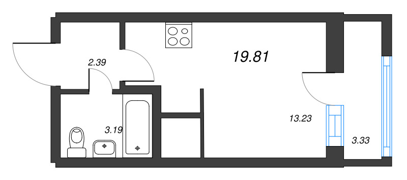 Продажа студии Санкт-Петербург г., Муринская дор.,  к. 1