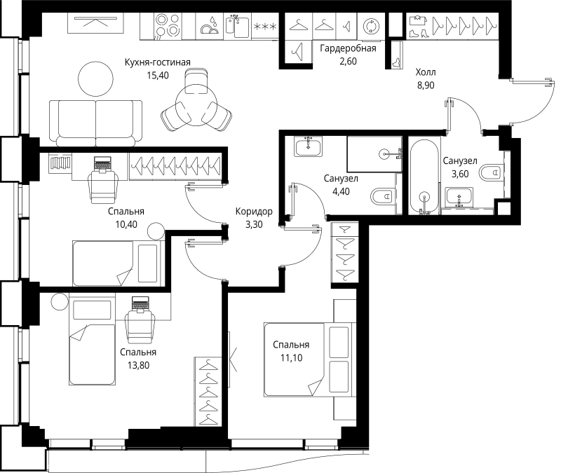 Продажа 3-комн квартиры в новостройке Москва г., Вишнёвая ул.,  к. 6