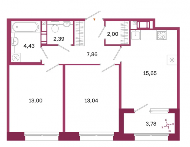Планировка ЖК Дом на Курской, 26.04 м2