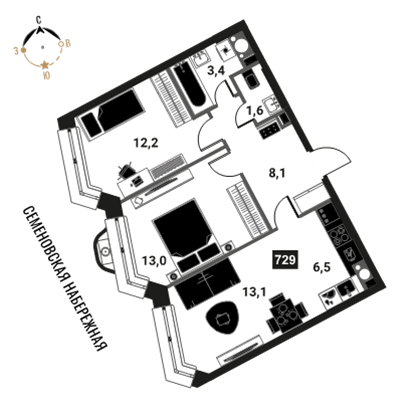 Продажа 3-комн квартиры в новостройке Семеновская наб. 3 стр. 13 А улица