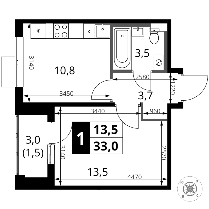 Продажа 1-комн квартиры в новостройке Химки г., Комсомольская ул.,  к. 5