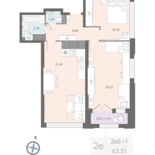 2-комн квартира Санкт-Петербург г., Октябрьская наб.,  к. 7