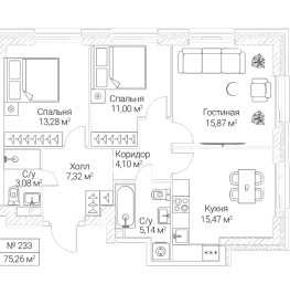 Продажа 3-комн квартиры в новостройке Москва г., 2-й Хорошёвский проезд,  к. 4