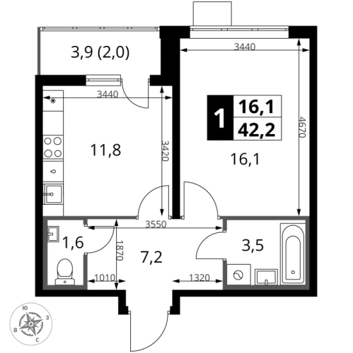 1-комн квартира Видное г., Старо-Нагорная ул.,  к. 2