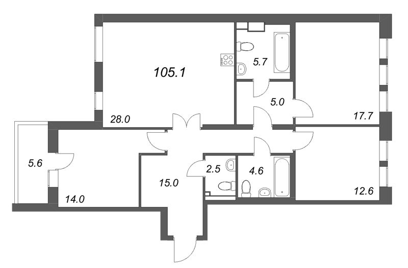 Продажа 3-комн квартиры в новостройке Санкт-Петербург г., Чапыгина ул.,  к. 1