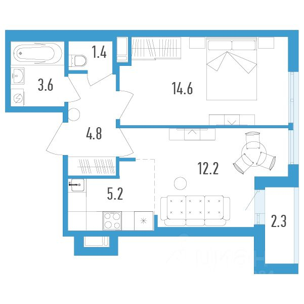 Продажа 2-комн квартиры в новостройке Шушары п,  д. 3 к1