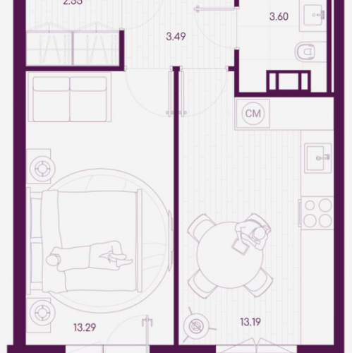 1-комн квартира Дубровка п., Школьная ул.,  к. 1