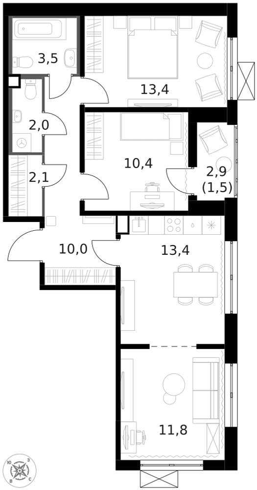 Продажа 3-комн квартиры на вторичном рынке Ленинградское ш,  д. 228,  к. 4