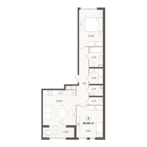 2-комн квартира Санкт-Петербург г., Коли Томчака ул.,  к. 1