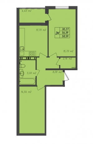 Планировка ЖК Финский, 30.27 м2